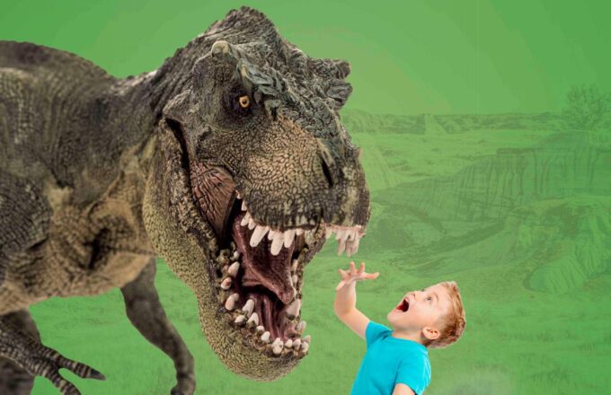 In Winkelcentrum Bisonspoor vlakbij Utrecht en Woerden kun je op de foto gaan met een dino