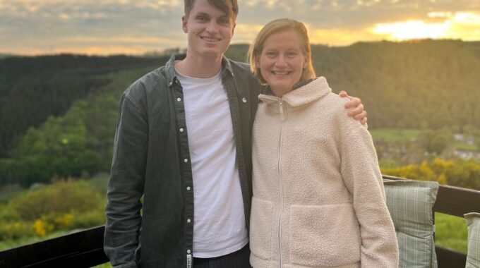 Chris met zijn moeder