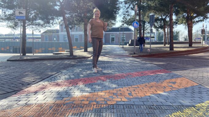 Aefke bij het zebrapad in Apeldoorn