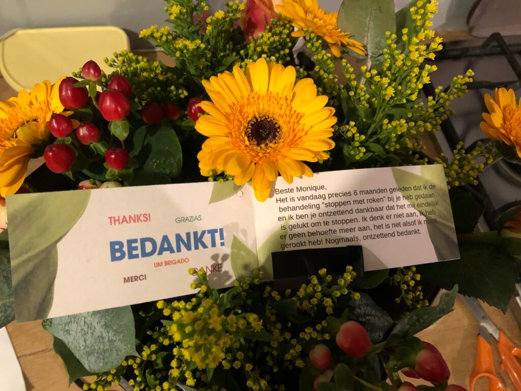 Een bedankje voor Tren Counseling bij hulp bij stoppen met roken