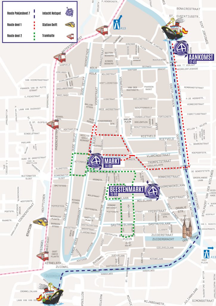 route intocht sinterklaas delft 2017