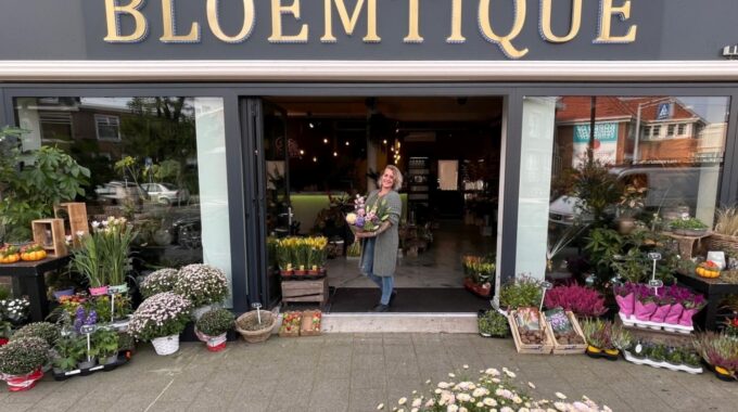 Bloemtique Bloemen Rotterdam 1 Kitty in deuropening