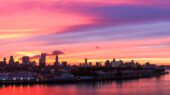 roze zonsondergang Rotterdam