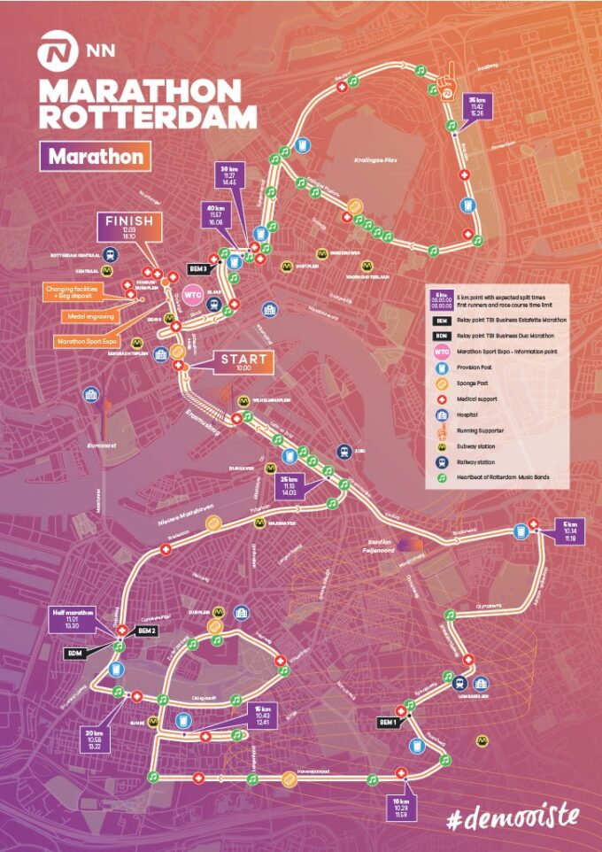Dit is de route van de NN Marathon Rotterdam 2024