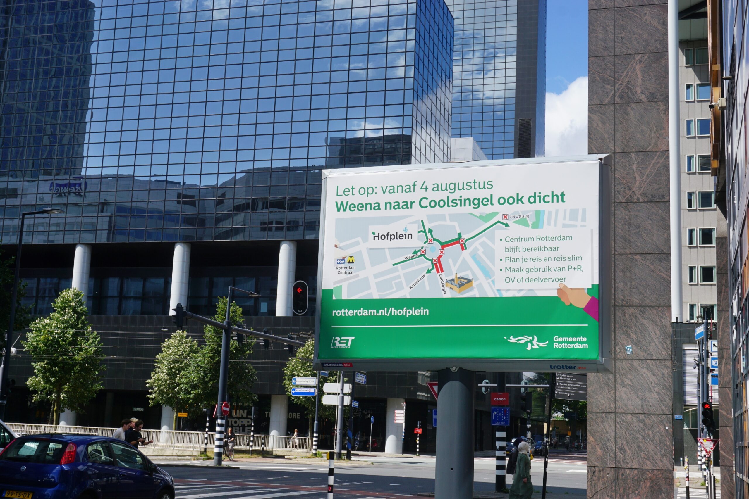 Werkzaamheden Hofplein: nieuwe afsluitingen en omleidingen per 4 augustus